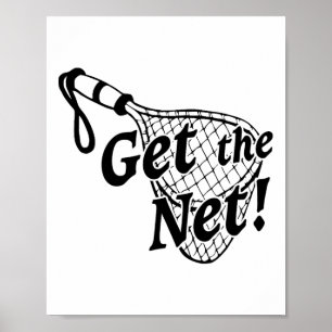 Lustiges Fang Das Netz Angeln Bootfahren Glücklich Poster