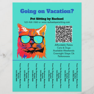 Lustiges farbenfrohes Katzen-Tiersitter-Geschäfts- Flyer