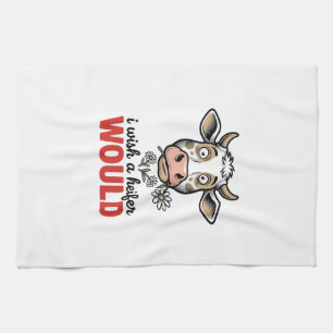 Lustiges Färse-Kuh Vintage-Stich-Shirt-Design_1 Geschirrtuch