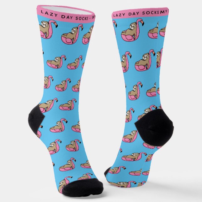 Lustiges Faules Faultier Muster Rosa & Blau Socken (Gewinkelt)