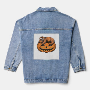 Lustiges Faultier auf Halloween-Kürbis Essential T Jeansjacke