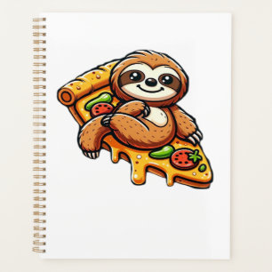 Lustiges Faultier beim Pizzaessen, Kawaii Tierlieb Planer