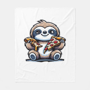 Lustiges Faultier, das Pizza isst, Kawaii-Tierlieb Fleecedecke