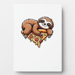Lustiges Faultier, das Pizza isst, Kawaii-Tierlieb Fotoplatte