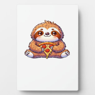 Lustiges Faultier, das Pizza isst, Kawaii-Tierlieb Fotoplatte