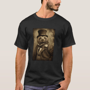 Lustiges Faultier-Foto viktorianisches Tierporträt T-Shirt