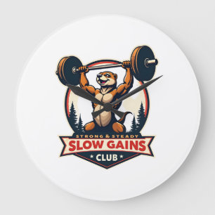 Lustiges Faultier-Gym-Shirt Vintage Stark und Lang Große Wanduhr