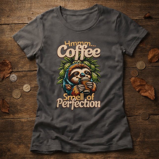 Lustiges Faultier-Kaffee-Trinker T-Shirt (Von Creator hochgeladen)