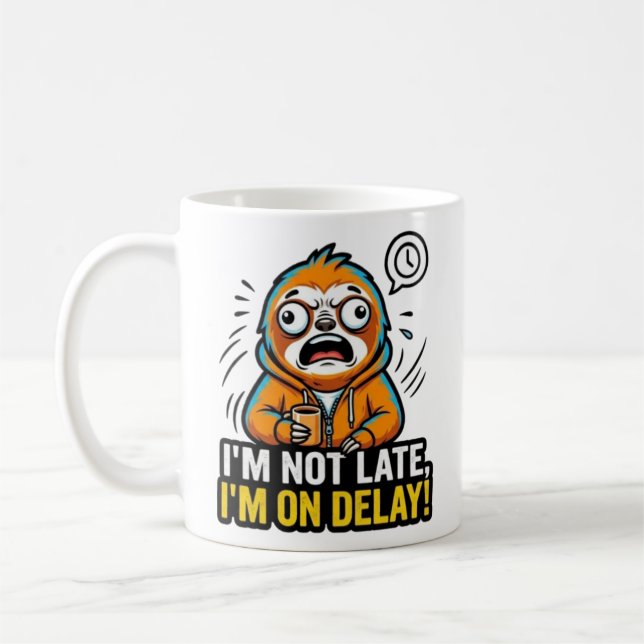Lustiges Faultier-Kaffeeshirt — Ich bin nicht spät Kaffeetasse (Links)