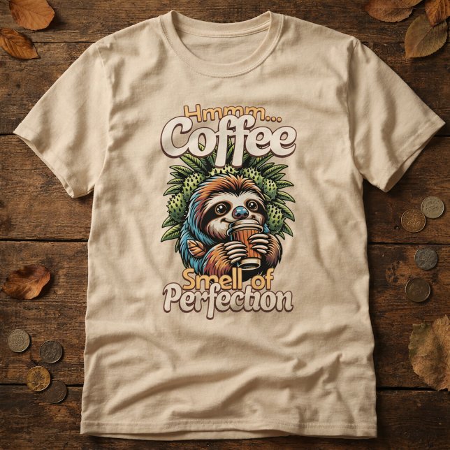 Lustiges Faultier Kaffeetrinker T-Shirt (Von Creator hochgeladen)