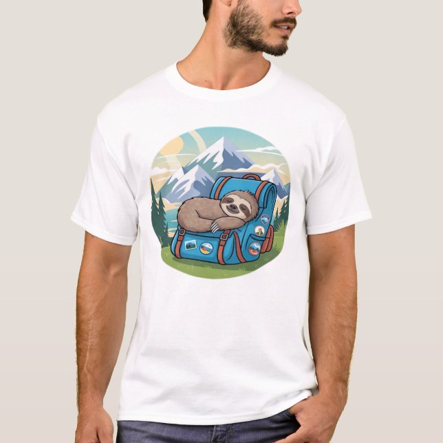 Lustiges Faultier Wandern Oversized T-Shirt (Vorderseite)