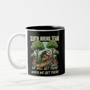 Lustiges Faultier-Wanderteam Wir werden ankommen, Zweifarbige Tasse