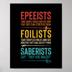 Lustiges Fechten Degen Florett Säbel Degenfechter Poster