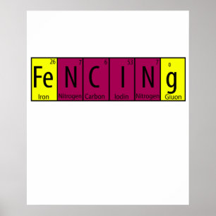 Lustiges Fechten T-Shirt I Periodensystem Nerd Gif Poster