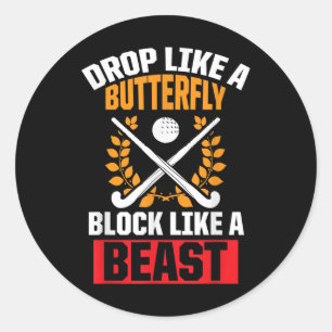 Lustiges Feldhockey Fall wie ein Schmetterling Blo Runder Aufkleber
