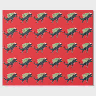 Lustiges festliches Dino-Weihnachten Geschenkpapier