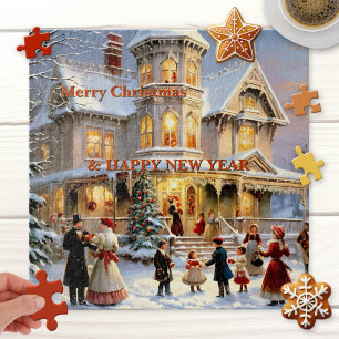 Lustiges festliches Vintage-Weihnachtspuzzle Puzzle