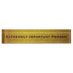 Lustiges Firmenschreibtisch-Schild - Gold Glitter- Namensplakette