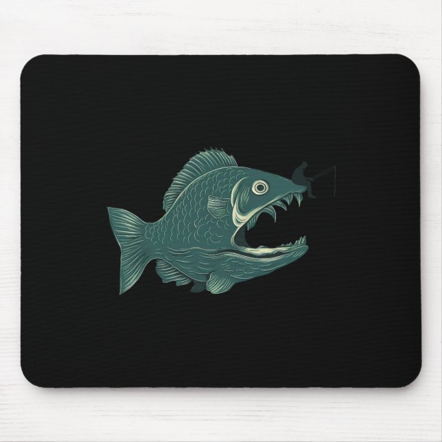 Lustiges Fischen Große Lustige Fische Mit Angler A Mousepad (Vorne)