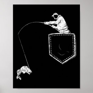 Lustiges Fischer-Fischerei-Pocket-T-Shirt für den Poster