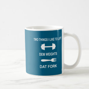 Lustiges Fitness-Studio-Zitat Workout - Zwei Dinge Kaffeetasse