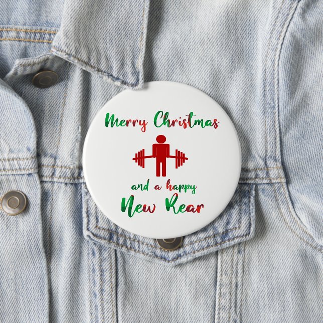 Lustiges Fitness-Weihnachtspersönlicher Button (Beispiel)