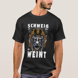 Lustiges Fitness Weinen Dicker Löwe Workout T-Shirt