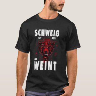Lustiges Fitness Weinen Fett Rote Wölfin Workout T-Shirt