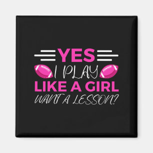 Lustiges Flag Football Mädchen T-Shirt  Magnet