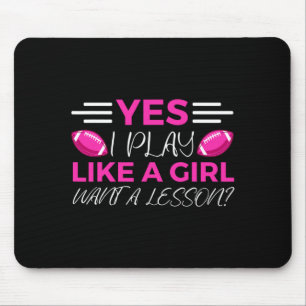 Lustiges Flag Football Mädchen T-Shirt Mousepad