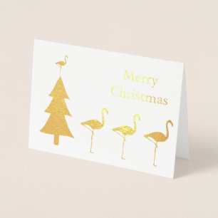 Lustiges Flamingo-Weihnachten Folienkarte