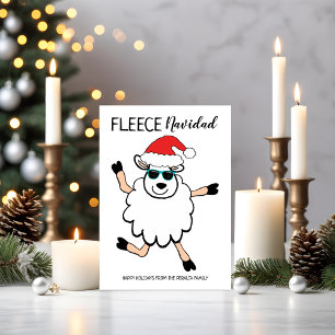 Lustiges Fleece-Navidad tanzendes Schaf Santa Weih Feiertagskarte