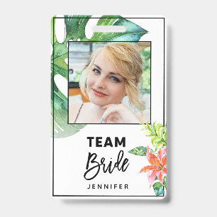 Lustiges florales tropisches Team-Braut-Junggesell Ausweis