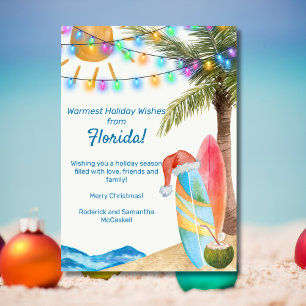 Lustiges Florida Sandy Beach Surf Boards Weihnacht Feiertagskarte