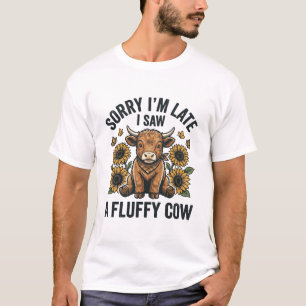 Lustiges Fluffiges Kuh Sonnenblume Vintage Gravur T-Shirt