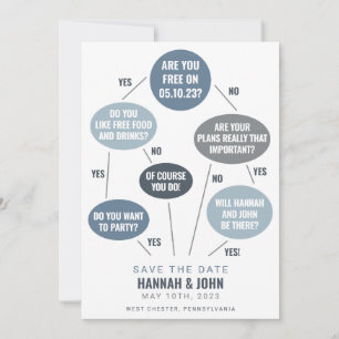 Lustiges Flussdiagramm Blau Hochzeit Termin bekann Save The Date