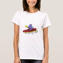 Lustiges Flusspferd-Kayaking Cartoon T-Shirt