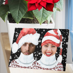 Lustiges Foto-Weihnachtsmann und Elf personalisier Karte