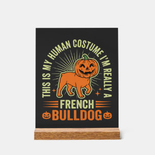 Lustiges Französische Bulldogge Halloween-Mensch K Acrylschild