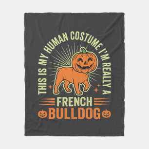 Lustiges Französische Bulldogge Halloween-Mensch K Fleecedecke