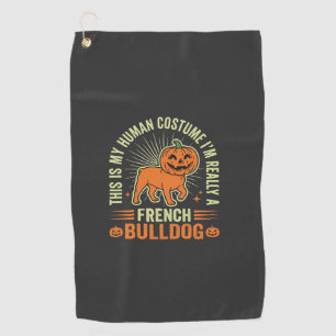 Lustiges Französische Bulldogge Halloween-Mensch K Golfhandtuch