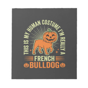 Lustiges Französische Bulldogge Halloween-Mensch K Notizblock