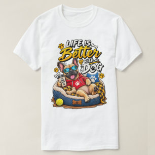 Lustiges Französische-Bulldogge-Leben Ist Besser M T-Shirt