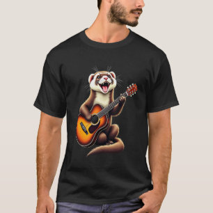 Lustiges Frettchen, das Gitarre spielt - Design fü T-Shirt