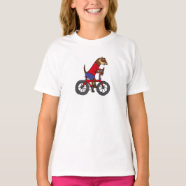 Lustiges Frettchen, das rotes Fahrrad fährt T-Shirt
