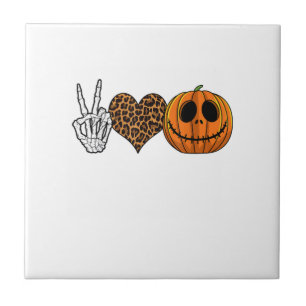 Lustiges Frieden Liebe Halloween T-Shirt Fliese