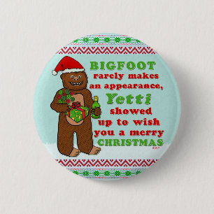 Lustiges frohe Weihnachten Bigfoots Sasquatch Button