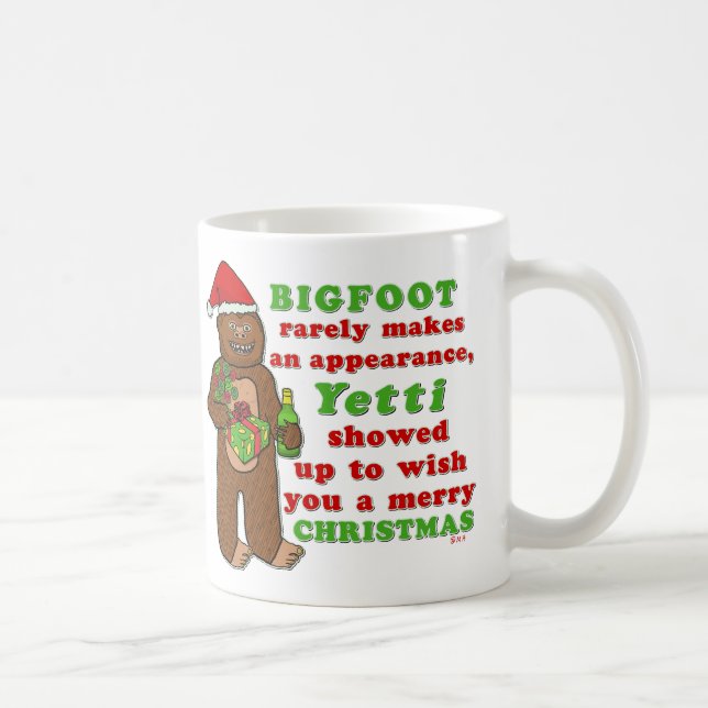 Lustiges frohe Weihnachten Bigfoots Sasquatch Tasse (Rechts)