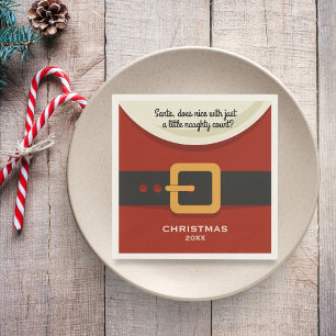 Lustiges Frohe Weihnachten Santa Claus Unartig & A Serviette