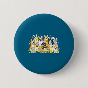 Lustiges frohes Ostern Hundemama Vater Hund Haseno Button